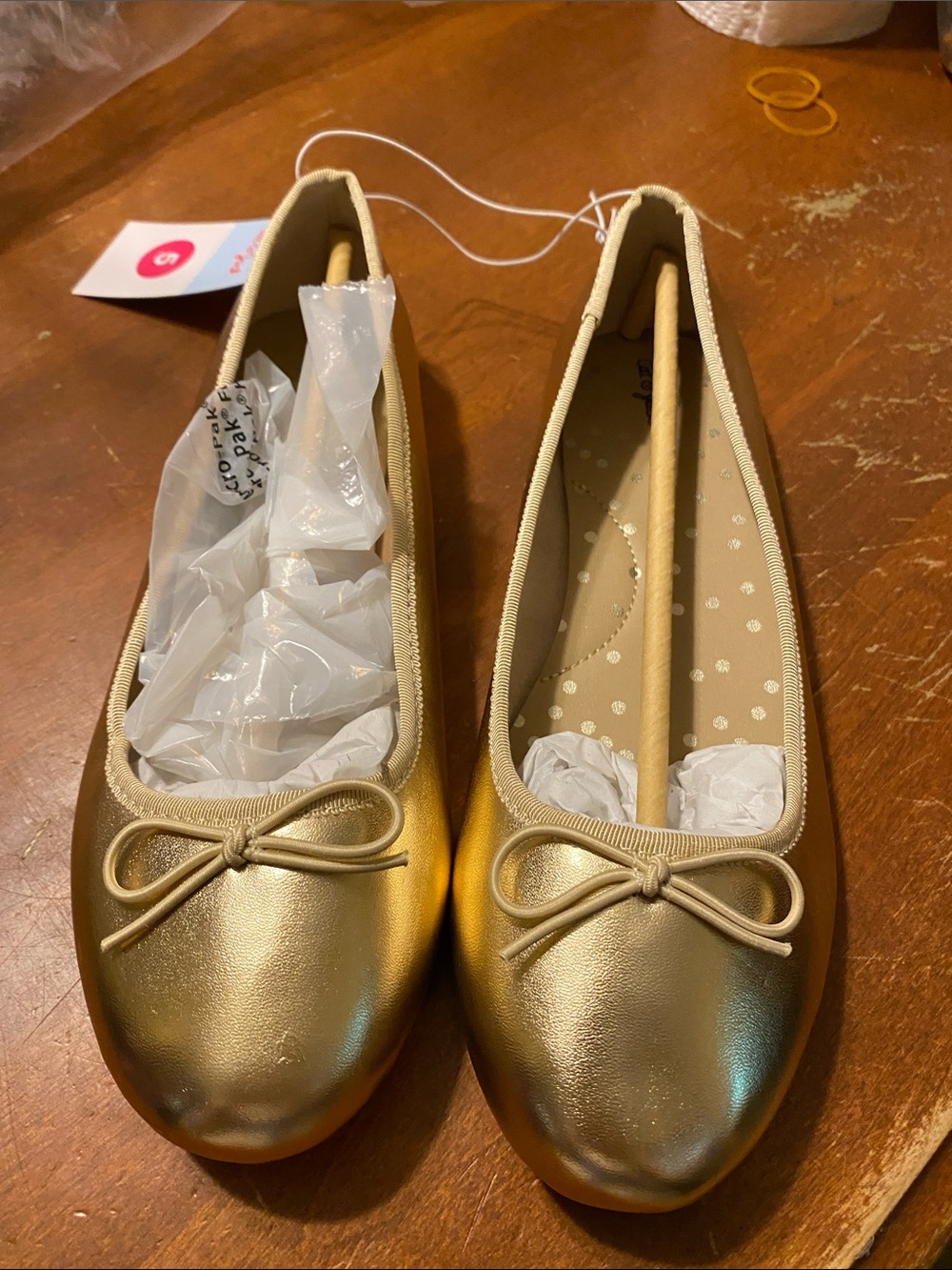 Target Metallic Gold Ballet Flats with Bow Accent